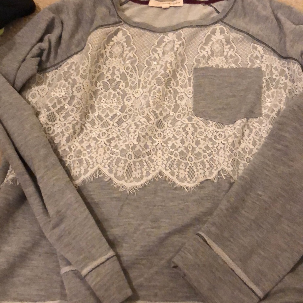 Gray and lace sweatshirt